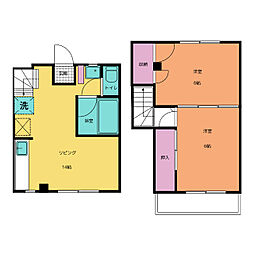 プラトウハウス 2階2DKの間取り