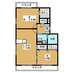 ソシエ 2LDKの間取図画像