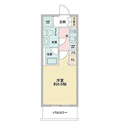 ラドゥセールお花茶屋2 1Kの間取図画像