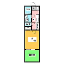 モルトベーネ 1Kの間取図画像