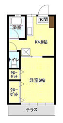 フレンドリーハイツ 1Kの間取図画像