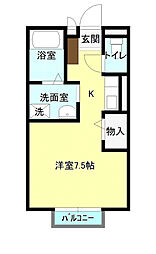 プチパラダイス ワンルームの間取図画像