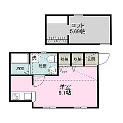 プリマ　プリンセスガーデン　COEDO 2階ワンルームの間取り