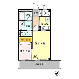 サンライトヒルズ 3階2Kの間取り