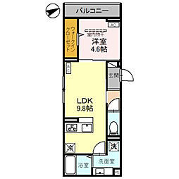 D-Sereno東田町II 2階1LDKの間取り