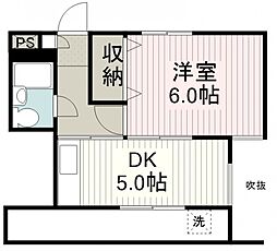 ハイツ吉岡 1DKの間取図画像