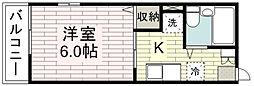 シティハイムグローリア・2 1Kの間取図画像