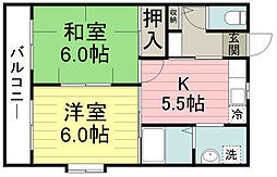 コーポラス・川越サウスプラトウC 2DKの間取図画像
