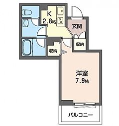 クオリスタ川越 1Kの間取図画像
