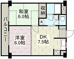 エスポアール川越 2DKの間取図画像