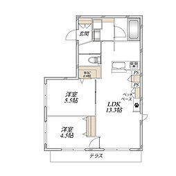 Bella casa 2LDKの間取図画像