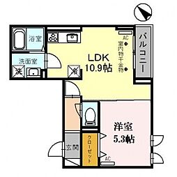 シャルール川越 1LDKの間取図画像