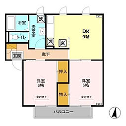 メゾン志藤B 2DKの間取図画像