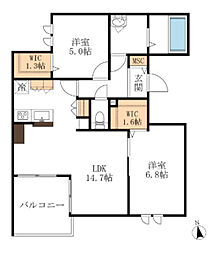 170HAUSS 2LDKの間取図画像