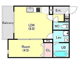 ジーメゾン川越南大塚 1LDKの間取図画像