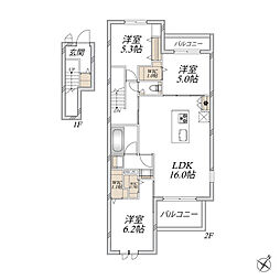 グランディール上福岡III 3LDKの間取図画像