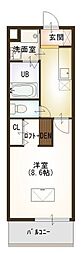 ルネスクレール 1Kの間取図画像