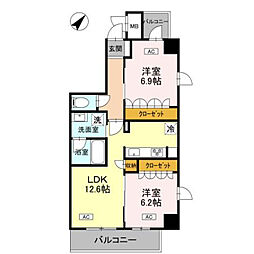 EMMARY GRACE 2LDKの間取図画像