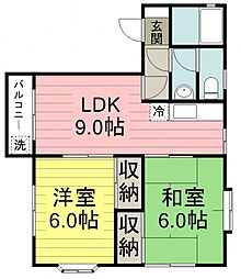 シーザーズパレス狭山 2LDKの間取図画像