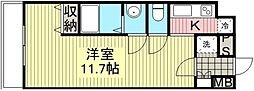 アクアタウンイースト1 1Kの間取図画像