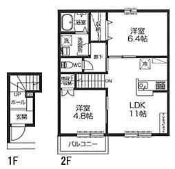 ラルーチェ 2LDKの間取図画像