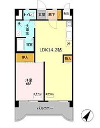 ティーワイパレス 4階1LDKの間取り