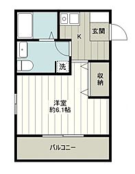 セレステ鶴瀬 1階1Kの間取り