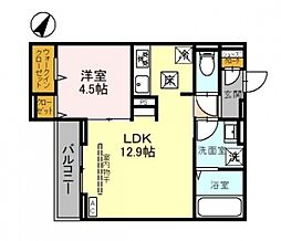D-Sereno上福岡 2階1LDKの間取り