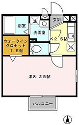 ボナンザ・ヒル 1階1Kの間取り