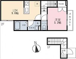 Ｅｓｔ　Ｃｏｌｌｉｎａ（エスト　コッリーナ） 2階1LDKの間取り