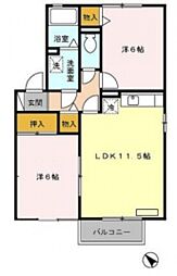 アクシスＡ 2階2LDKの間取り