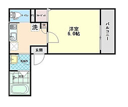 インディゴノワール川越 3階1Kの間取り