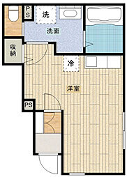 グランソフィア上福岡 1階ワンルームの間取り