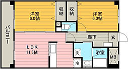アベリア 2階2LDKの間取り