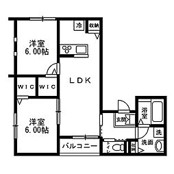 Luce B棟 2LDKの間取図画像