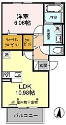 コスモスA 1LDKの間取図画像