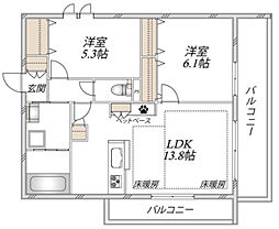 La Seine 2LDKの間取図画像