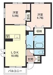 グリナージュ羽沢 2LDKの間取図画像