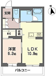 グランレール 1LDKの間取図画像