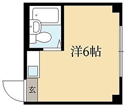 アスピリエ高野 1階ワンルームの間取り