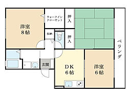 ハウゼノイン 3階3DKの間取り