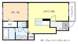 クローバー 1階1LDKの間取り