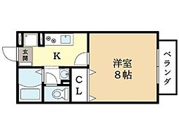 セジュール雅2号館 1Kの間取図画像