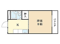 シャルム西川 1DKの間取図画像