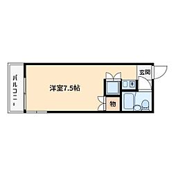 三松ハウス 1階ワンルームの間取り