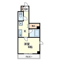 ドヌール・ローゼ 2階1Kの間取り