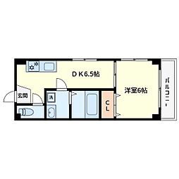 パークサイド大師 3階1DKの間取り