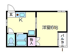 ファーレ石井 3階1Kの間取り