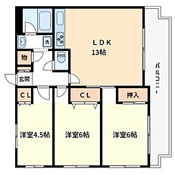 カーサ梶山 3LDKの間取図画像