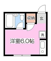 ユニオンハイツ鹿島田C棟 ワンルームの間取図画像